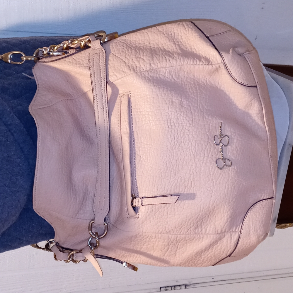 Jessica Simpson large hobo bag lots of pockets crossbody Dusty rose pink 12x15